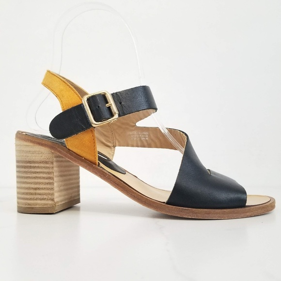 MODERN VINTAGE Open Toe Sandals Black Tan Heels 6 - Picture 2 of 12